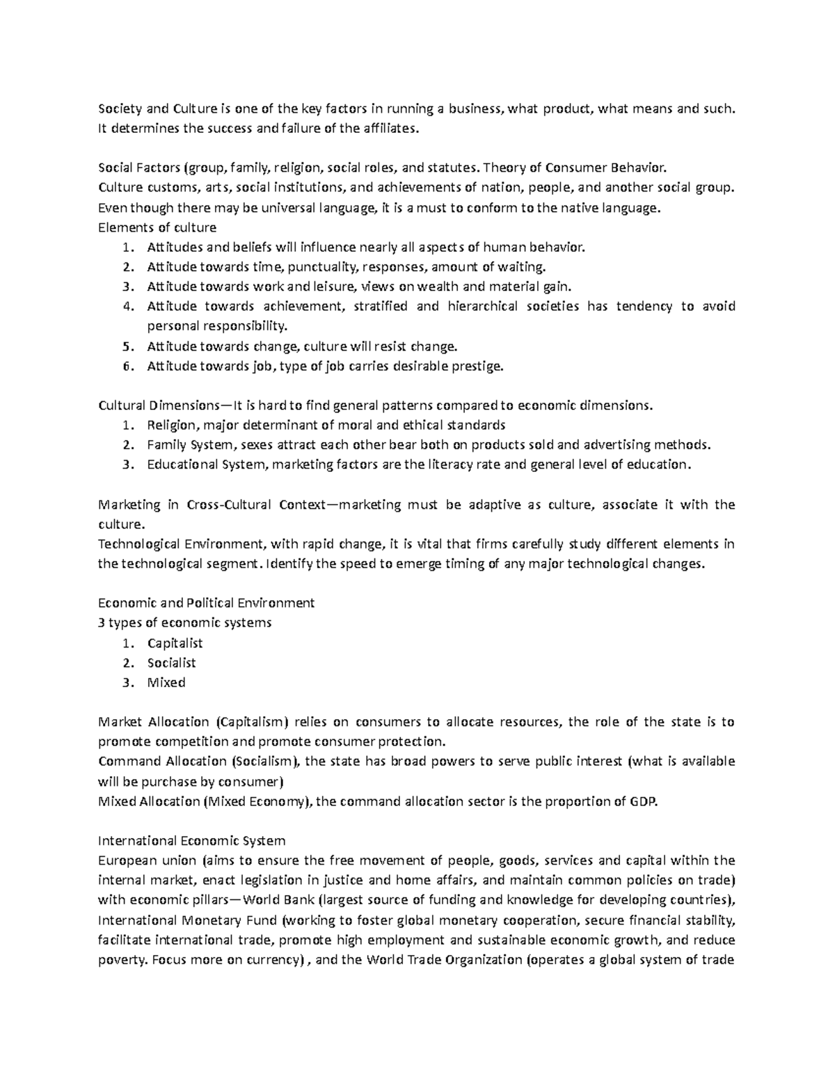 External Factors in means of running international business - Society ...