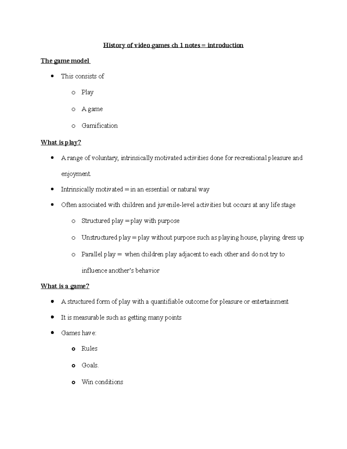 History of video games ch 1 notes History of video games ch 1 notes