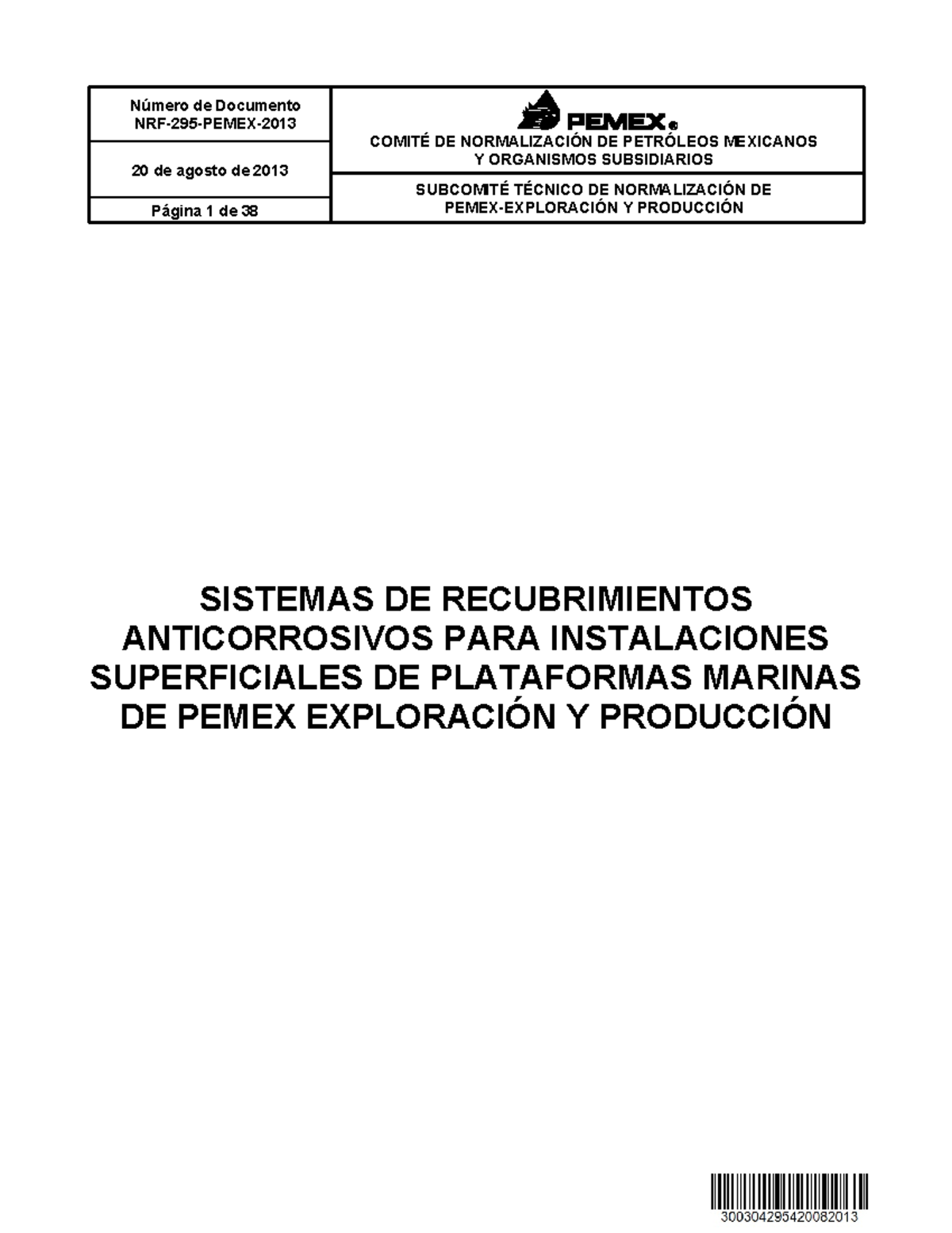 NRF 295 Pemex 2013 - Sistemas De Recubrimientos Anticorrosivos - Número ...