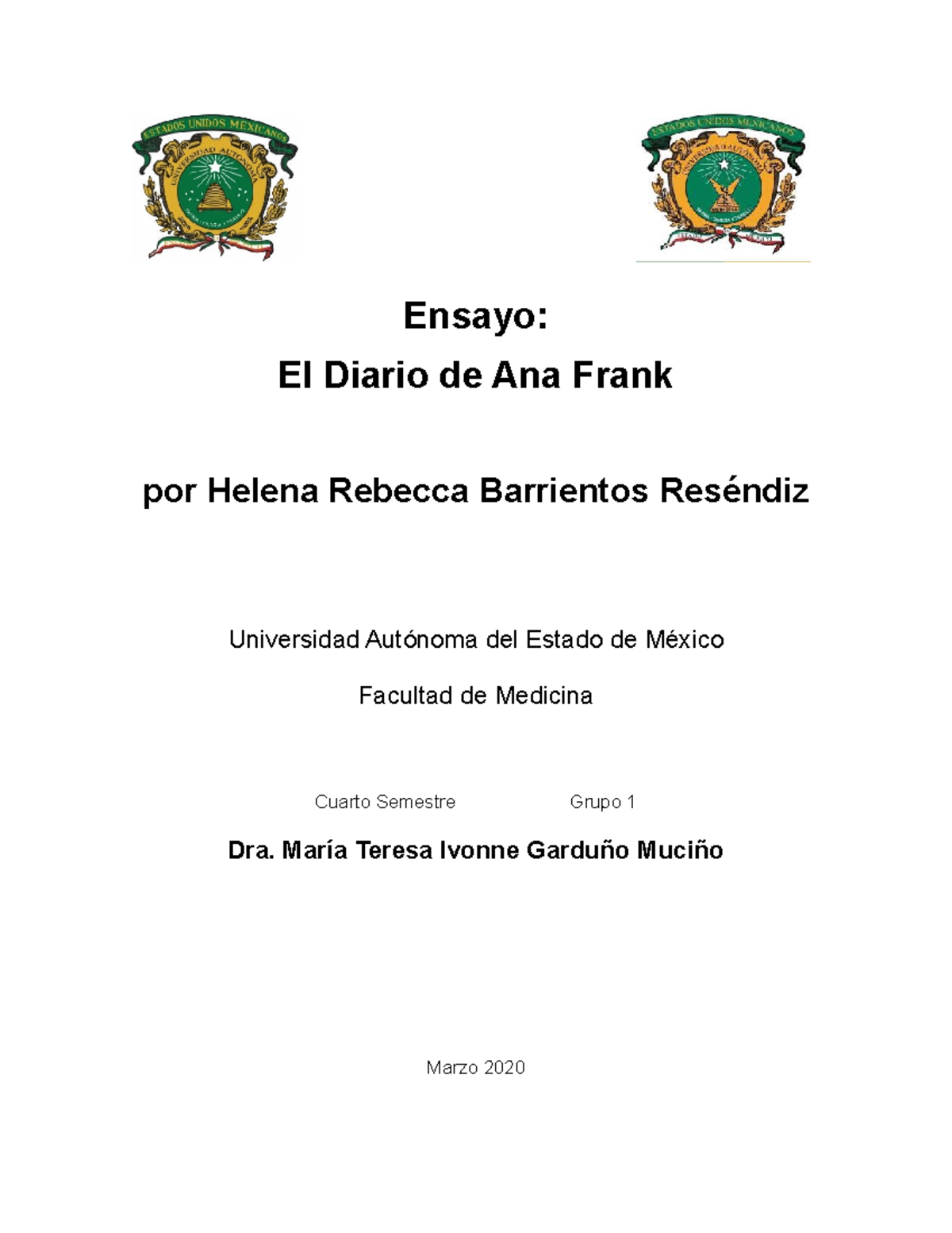 Ana Frank - Nota: 9 - Ensayo: El Diario De Ana Frank Por Helena Rebecca ...