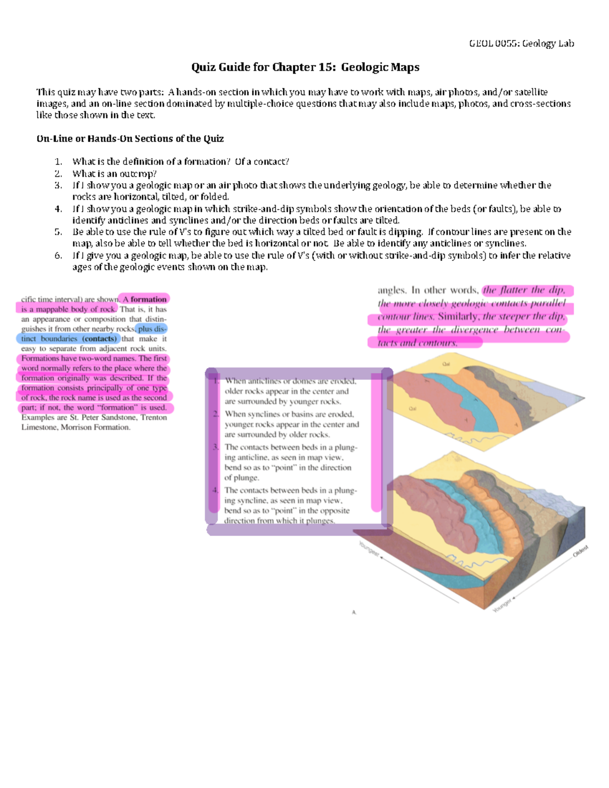 11+Quiz+Guide+for+Ch+15+Geologic+Maps GEOL 0055 Geology Lab Quiz