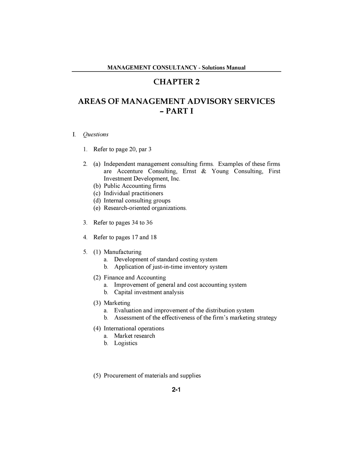 Chapter 02 - MANAGEMENT CONSULTANCY - Solutions Manual 2- CHAPTER 2 ...