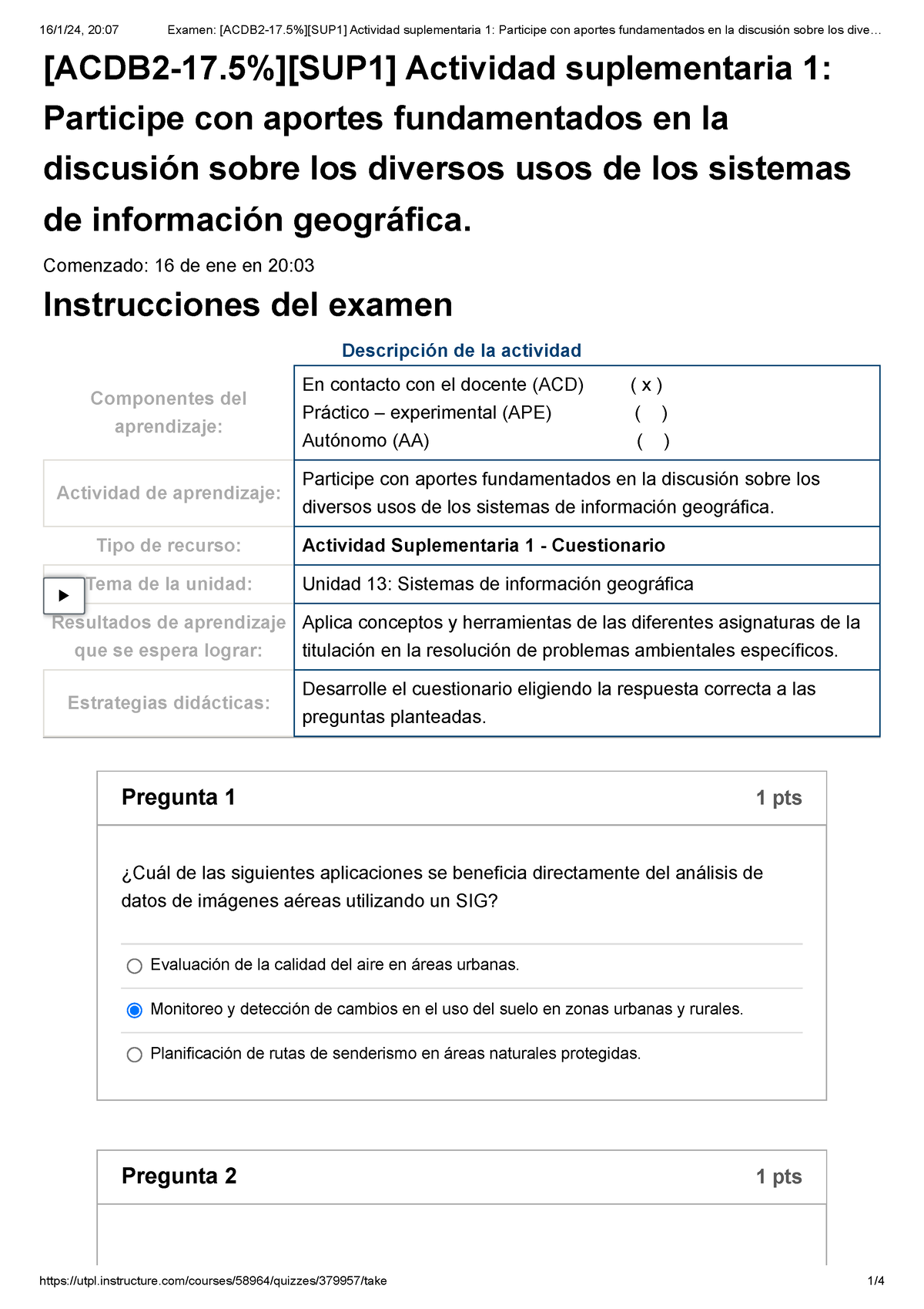 Examen Acdb Sup Actividad Suplementaria Participe Con Aportes Fundamentados En La