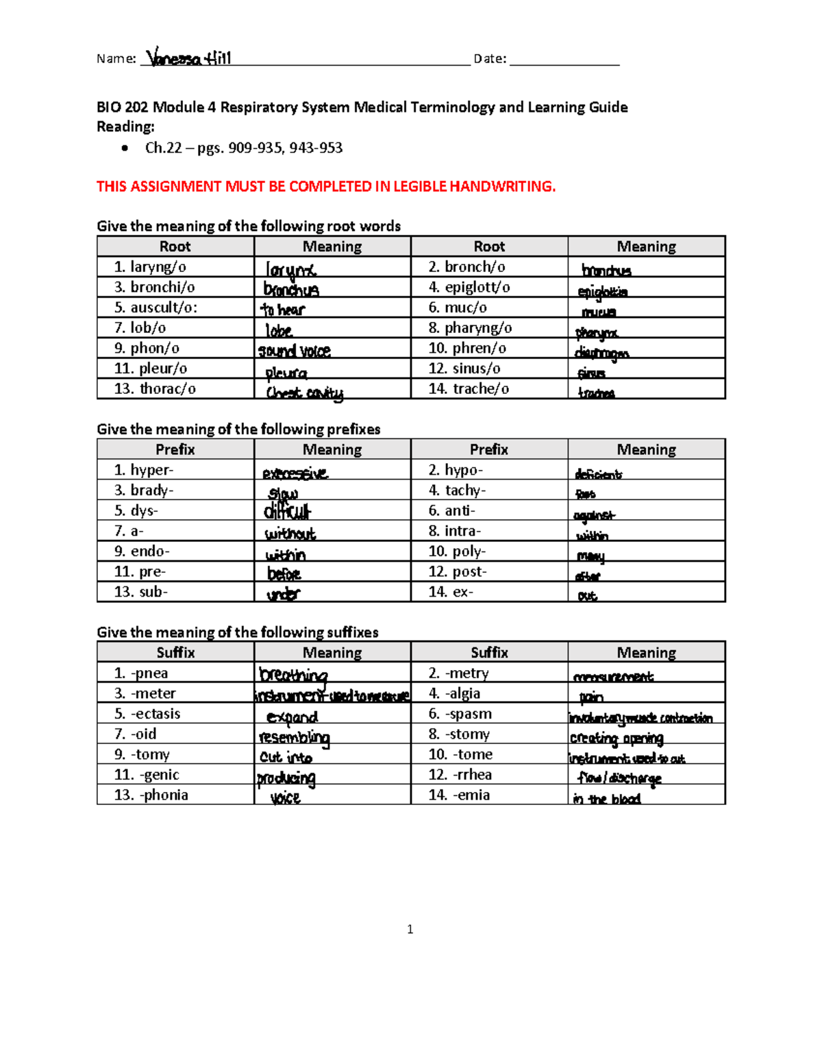 BIO+202+Module+4+Learning+Guide-Respiratory+System - Name: - Studocu