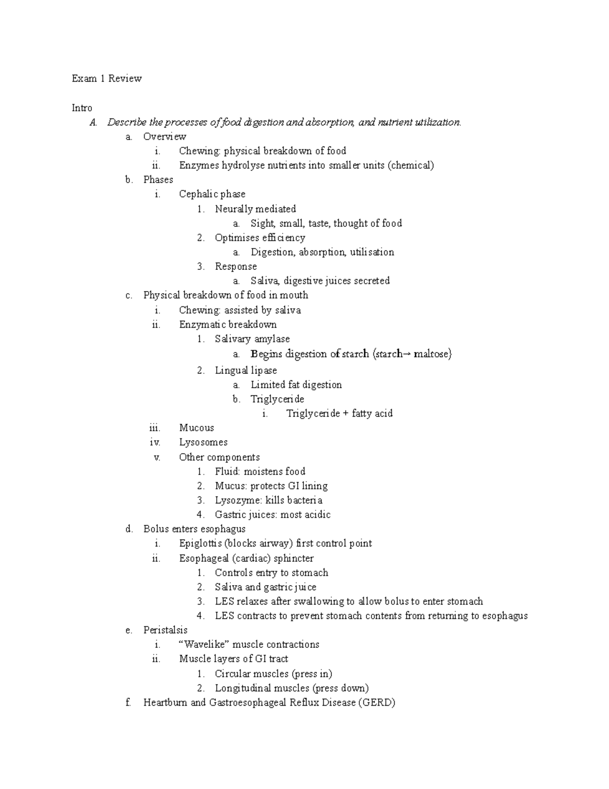 Exam 1 Review - Exam guide from in-class lecture and textbook notes ...