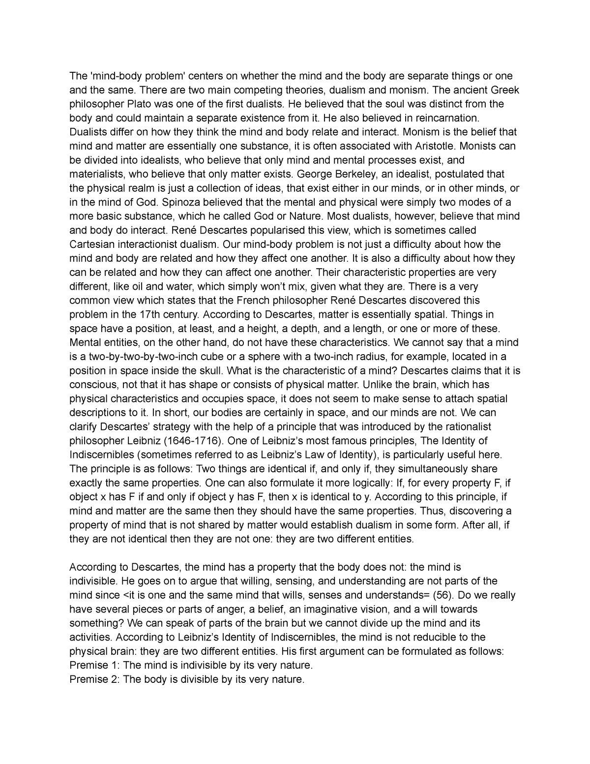 Rene descartes - The 'mind-body problem' centers on whether the mind ...