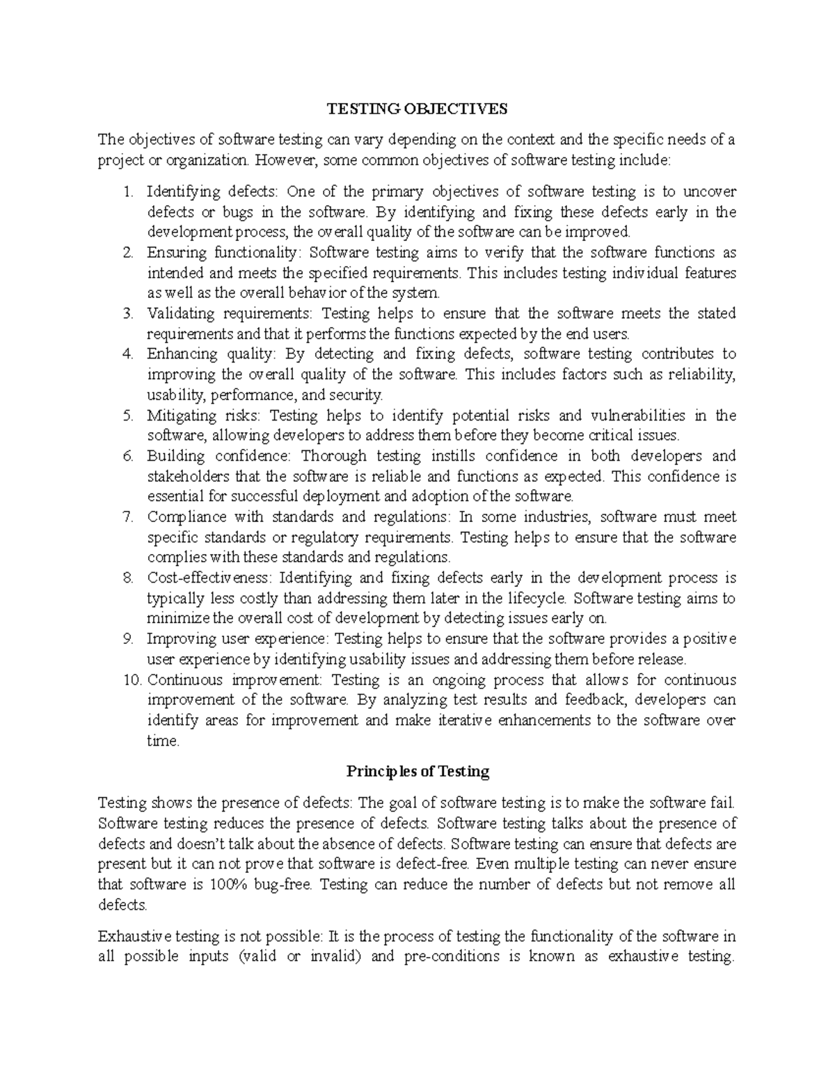 Software Testing Unit-1 - TESTING OBJECTIVES The objectives of software ... image.