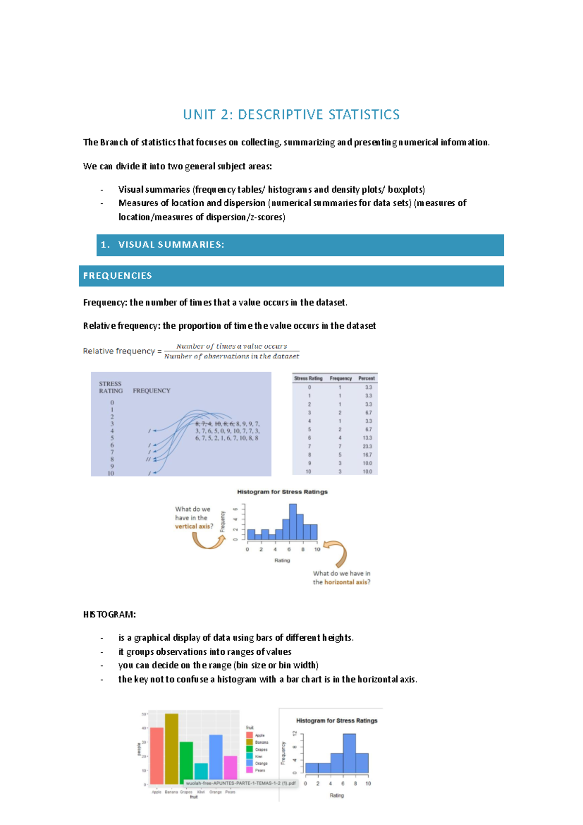 UNIT 2 - TRABAJO APUNTES - UNIT 2: DESCRIPTIVE STATISTICS The Branch of ...
