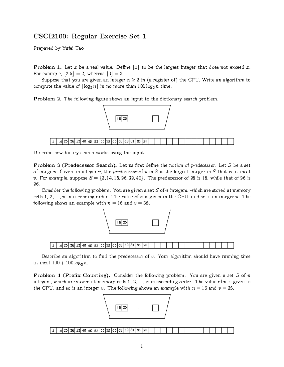 Ex1 - Exercise 1 - CSCI2100: Regular Exercise Set 1 Prepared by Yufei ...