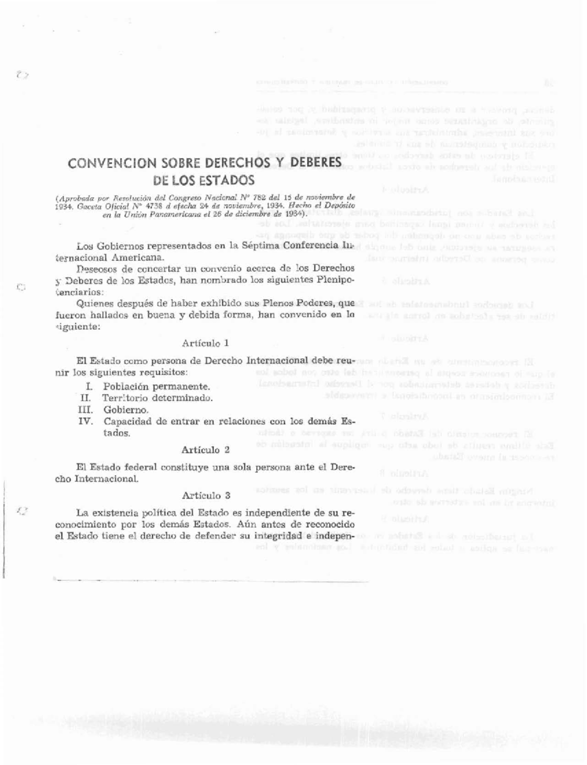Convencion Sobre Derechos Y Deberes DE LOS Estados - CBNVENCION SOBRE ...