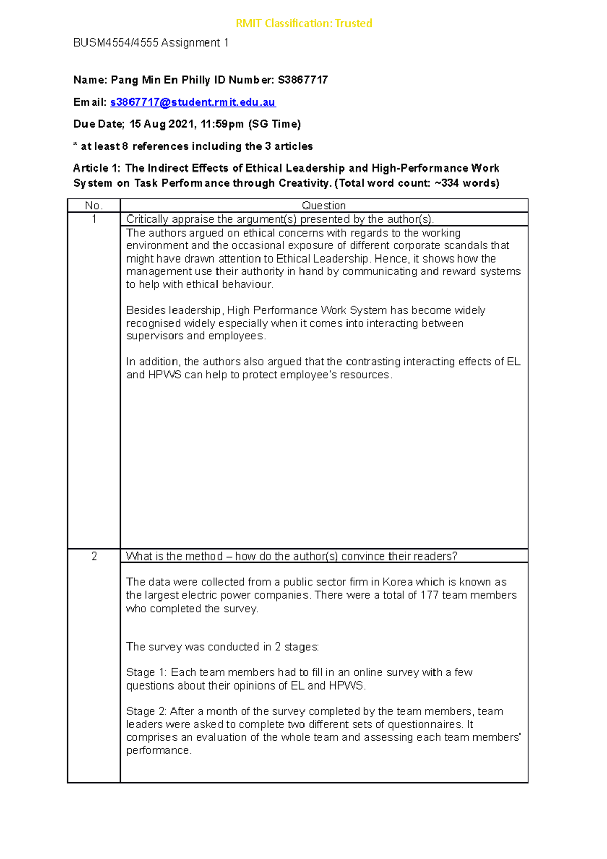 Assignment 1 Template (Sem 2, 2021) - BUSM4555 - RMIT University - Studocu