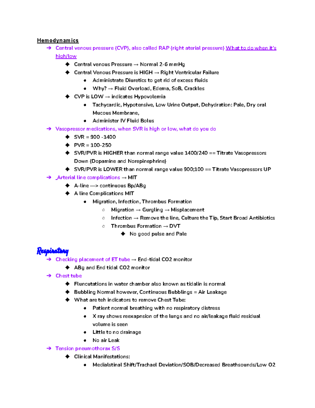 Biology CSUN - Lecture Notes _Additional - Hemodynamics Central venous ...