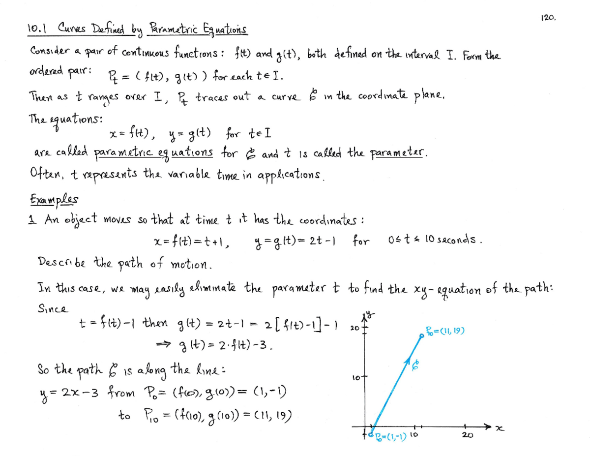 Parametric Curves - Lecture Slides Notes - MATH 152 - Studocu