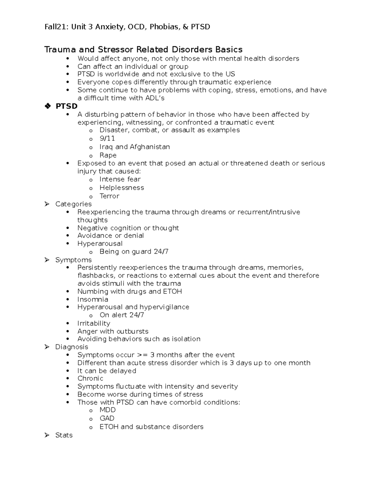 Anxiety, OCD, Phobias, & PTSD - Trauma and Stressor Related Disorders ...