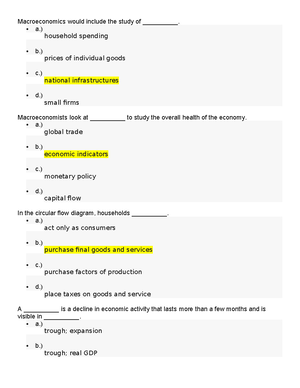 Macroeconomics -ALL CHALLENGES AND MILESTONES