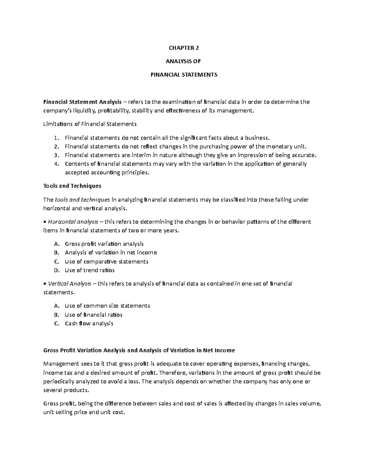 Analysis of financial statements - Administration - UdM - Studocu