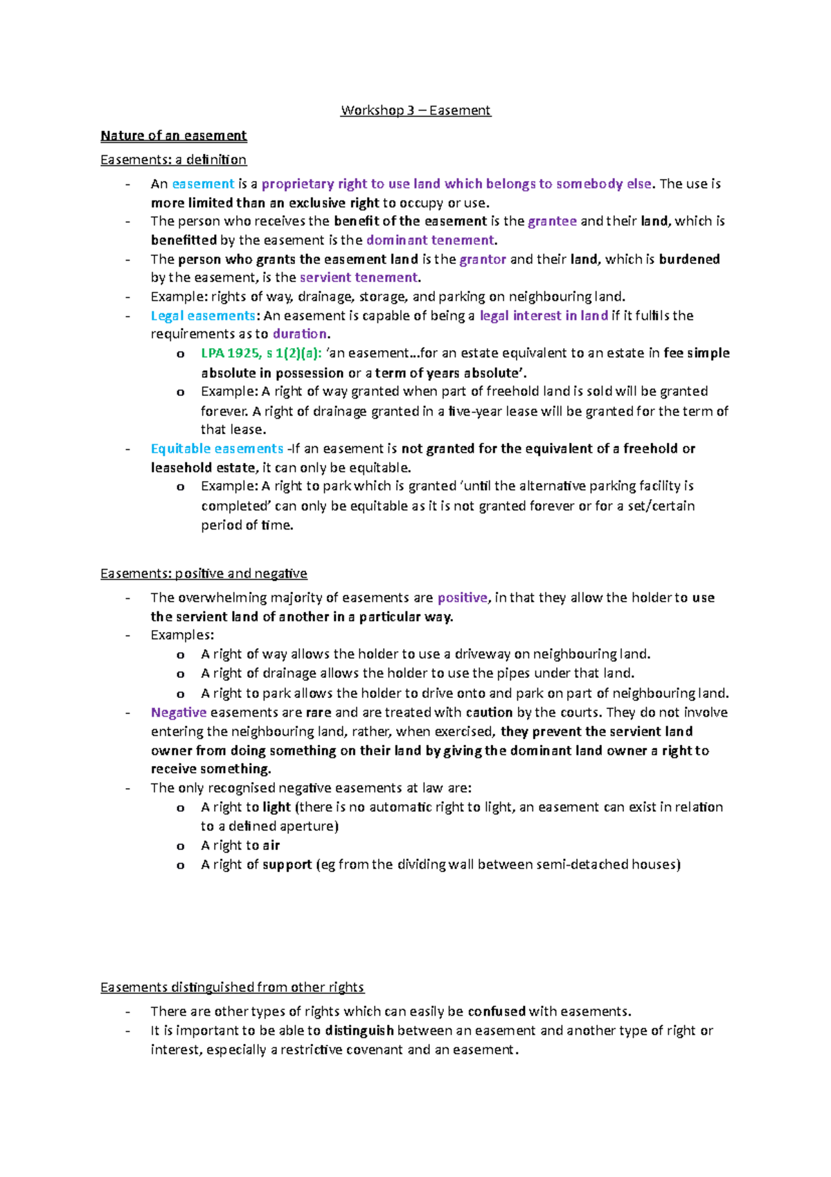 Workshop 3 – Easement - Workshop 3 – Easement Nature of an easement ...