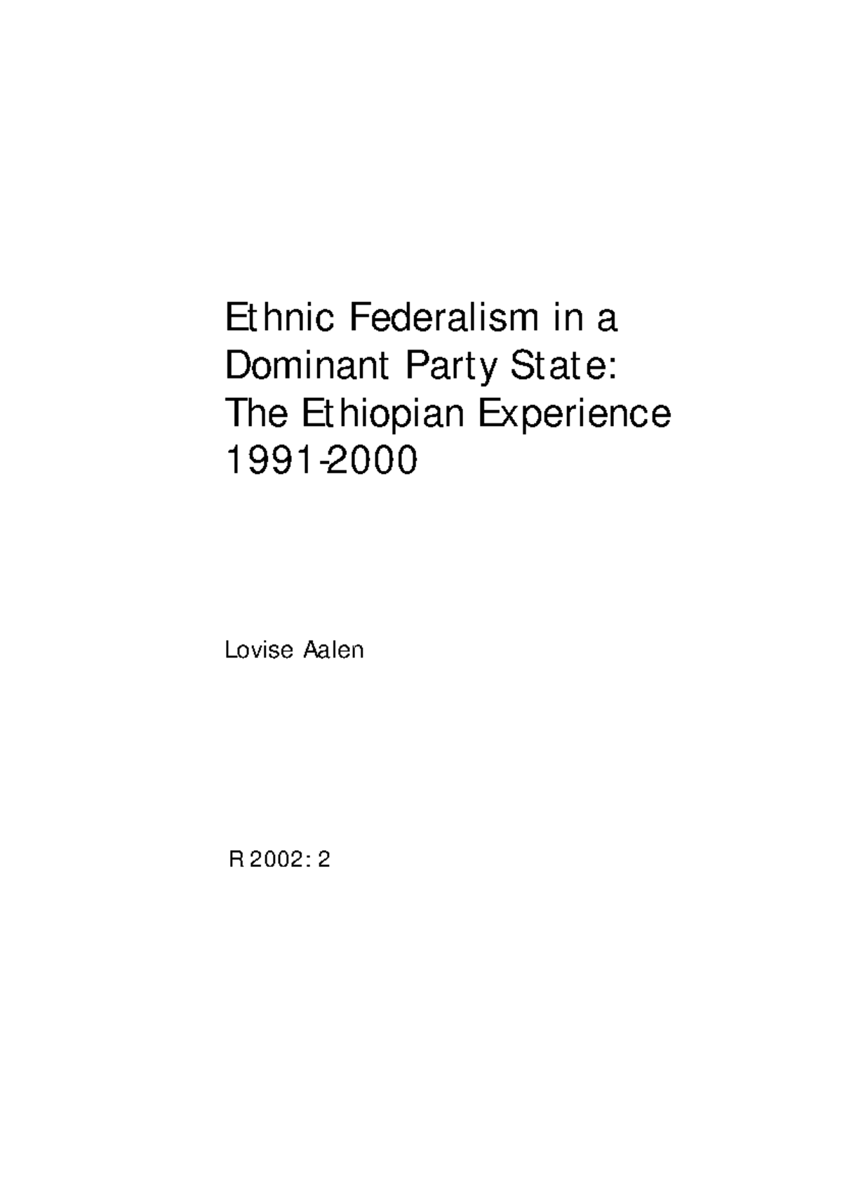 Ethnic Federalism - Download - Ethnic Federalism In A Dominant Party ...