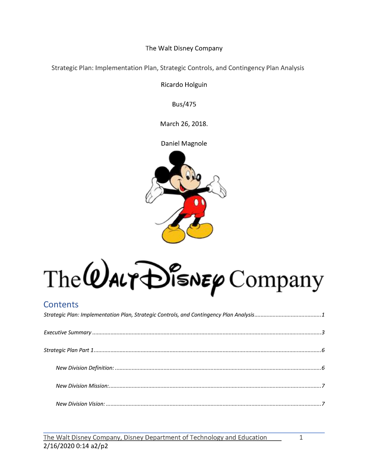 walt disney business plan