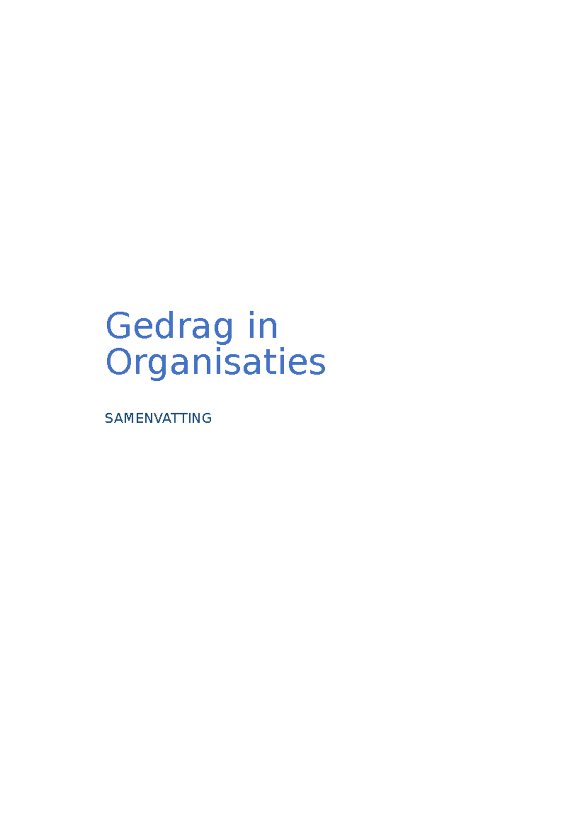 Gedrag In Organisaties Samenvatting - Gedrag In Organisaties ...