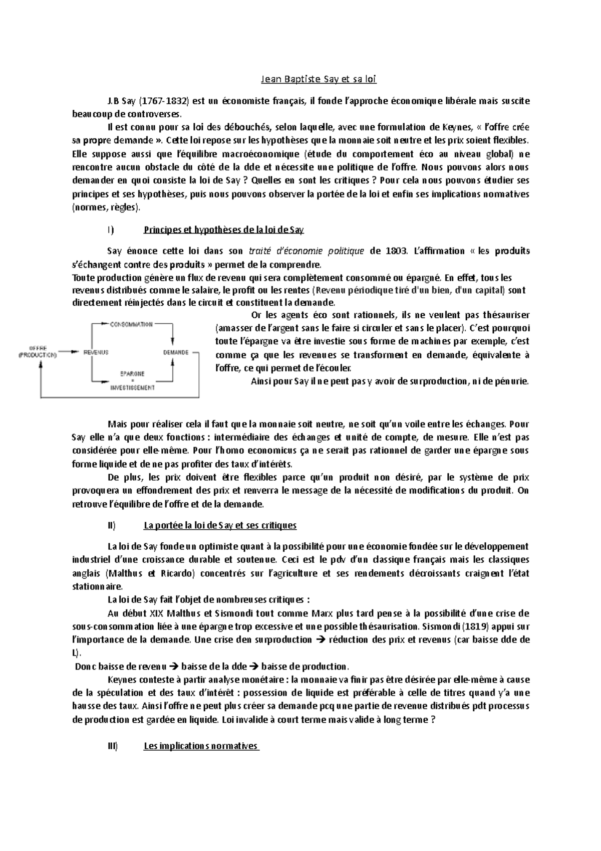 Loi de say - théorie de la loi de say - Jean Baptiste Say et sa loi J ...