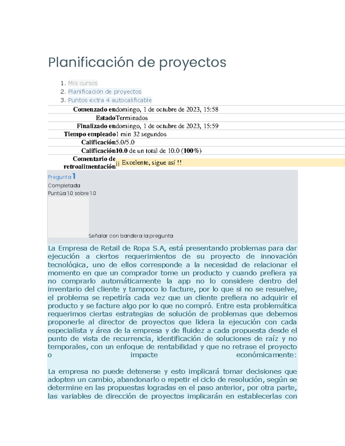 PLanificacion Proyectos Semana 2 Puntos extra 4 - Planificación de ...