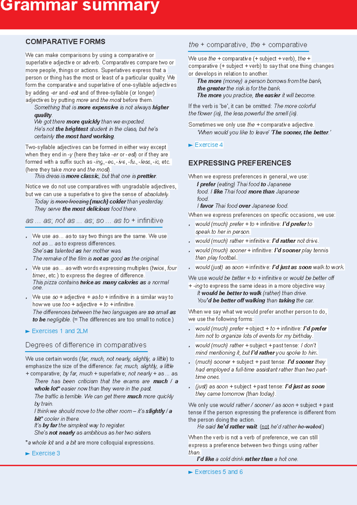 Comparison forms and exercises - Ingles 1 - UEMC - Studocu