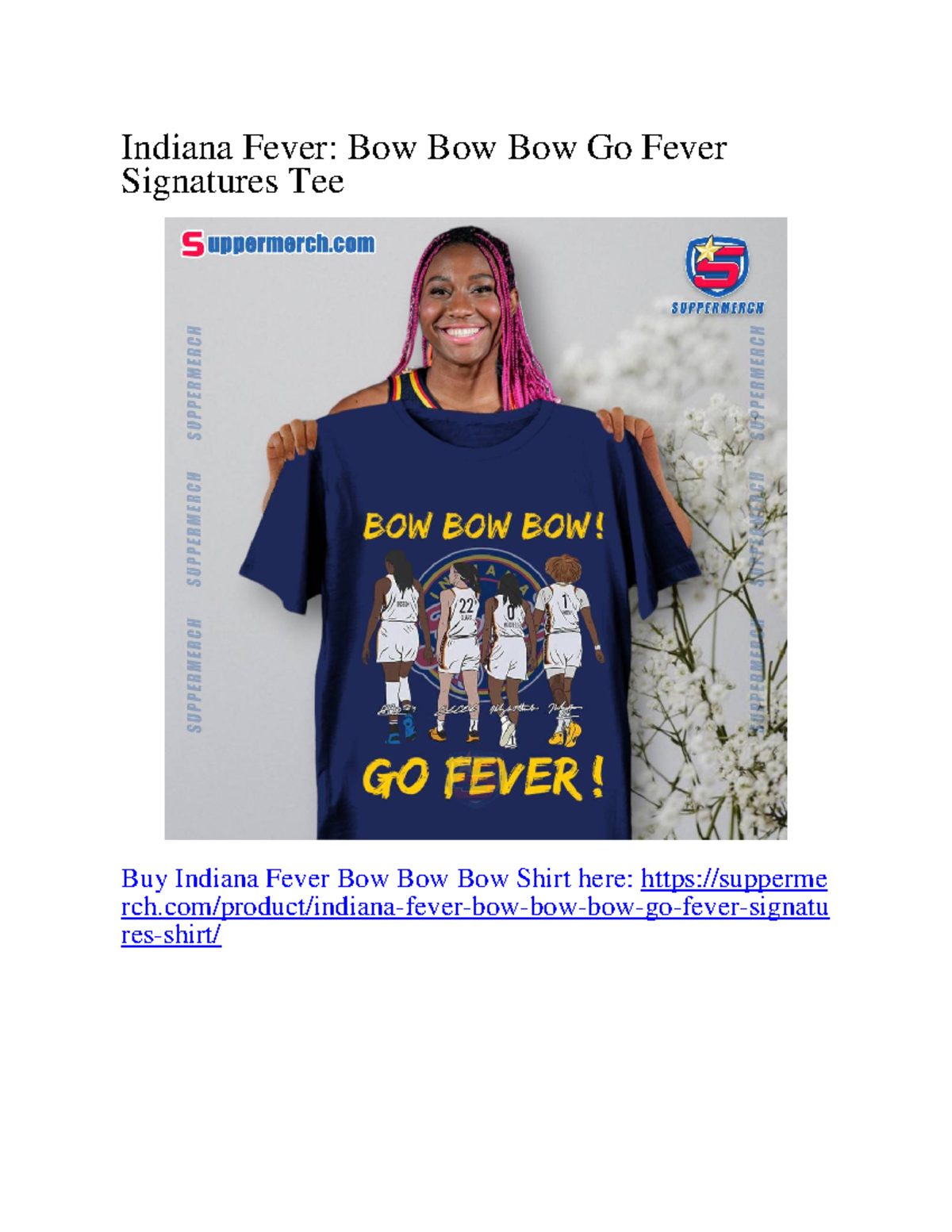 Indiana Fever Bow Bow Bow Go Fever Signatures Tee - BUS R135 - Indiana ...