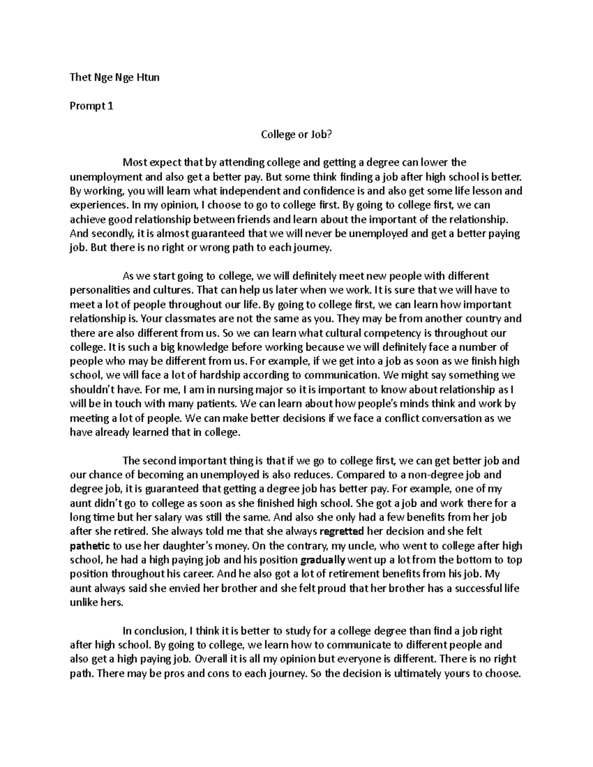 college essay for unt