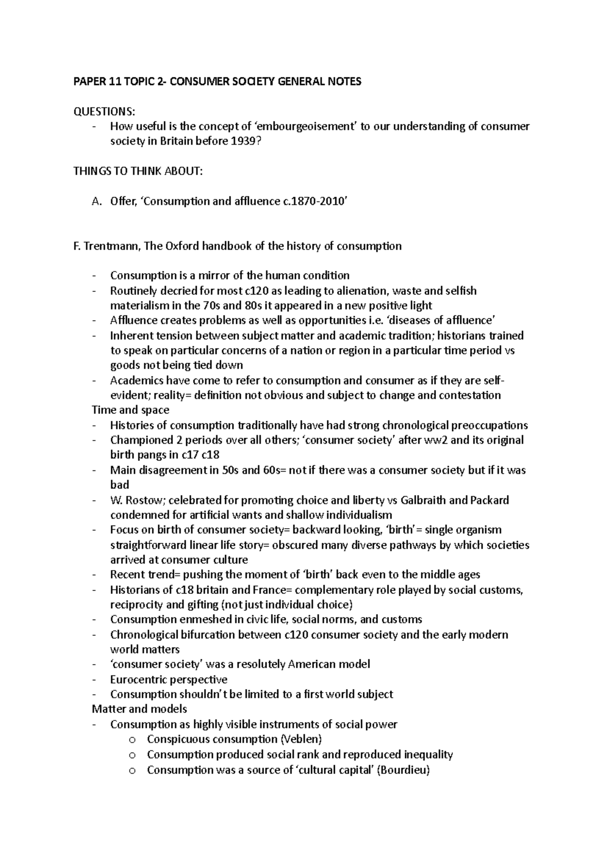paper 11 topic 2 summary - PAPER 11 TOPIC 2- CONSUMER SOCIETY GENERAL ...
