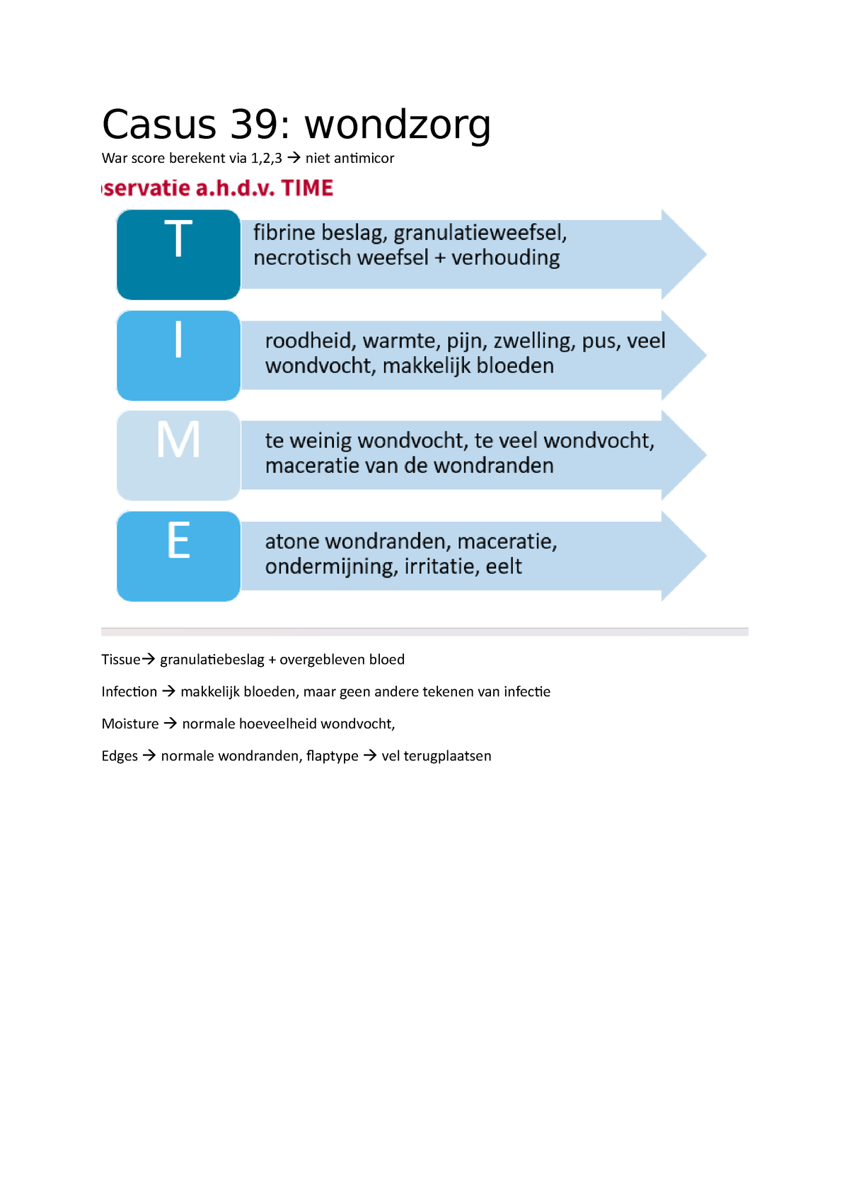 Casus 39 - Casus 39: Wondzorg War Score Berekent Via 1,2,3 Niet ...