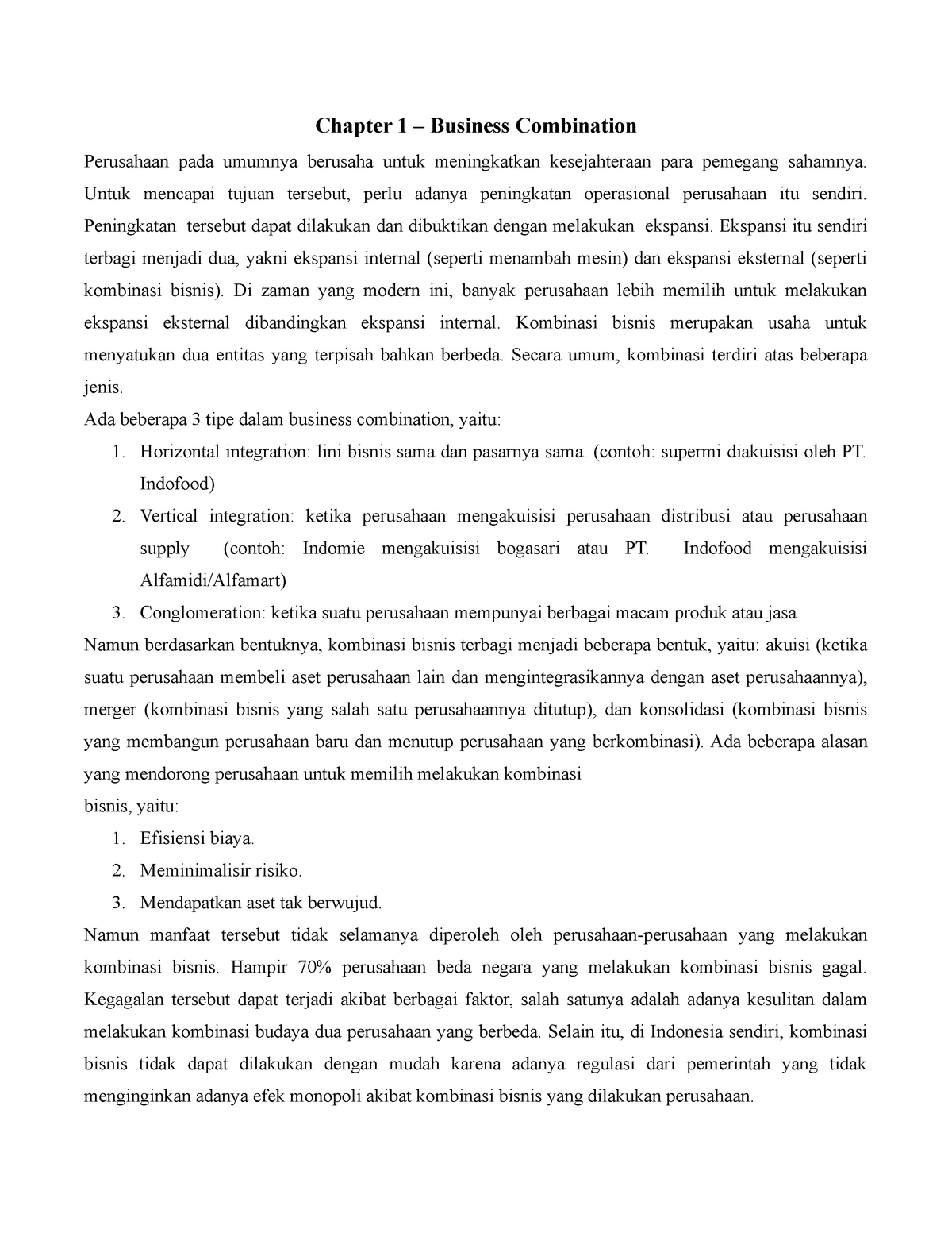 AKL 1 - CH1 - Business Combination Chapter 1 - Chapter 1 – Business ...