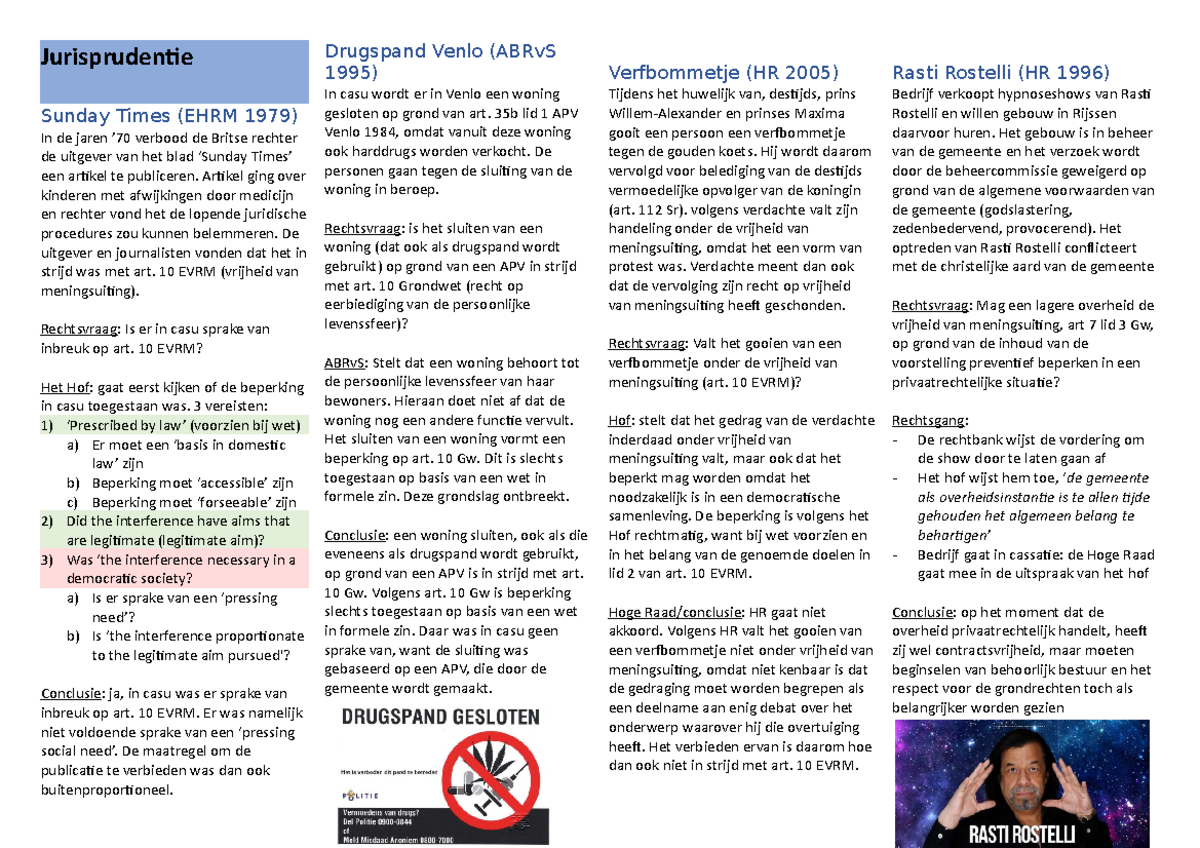 Jurisprudentie ISBR - Overzicht arresten - Jurisprudentie Sunday Times
