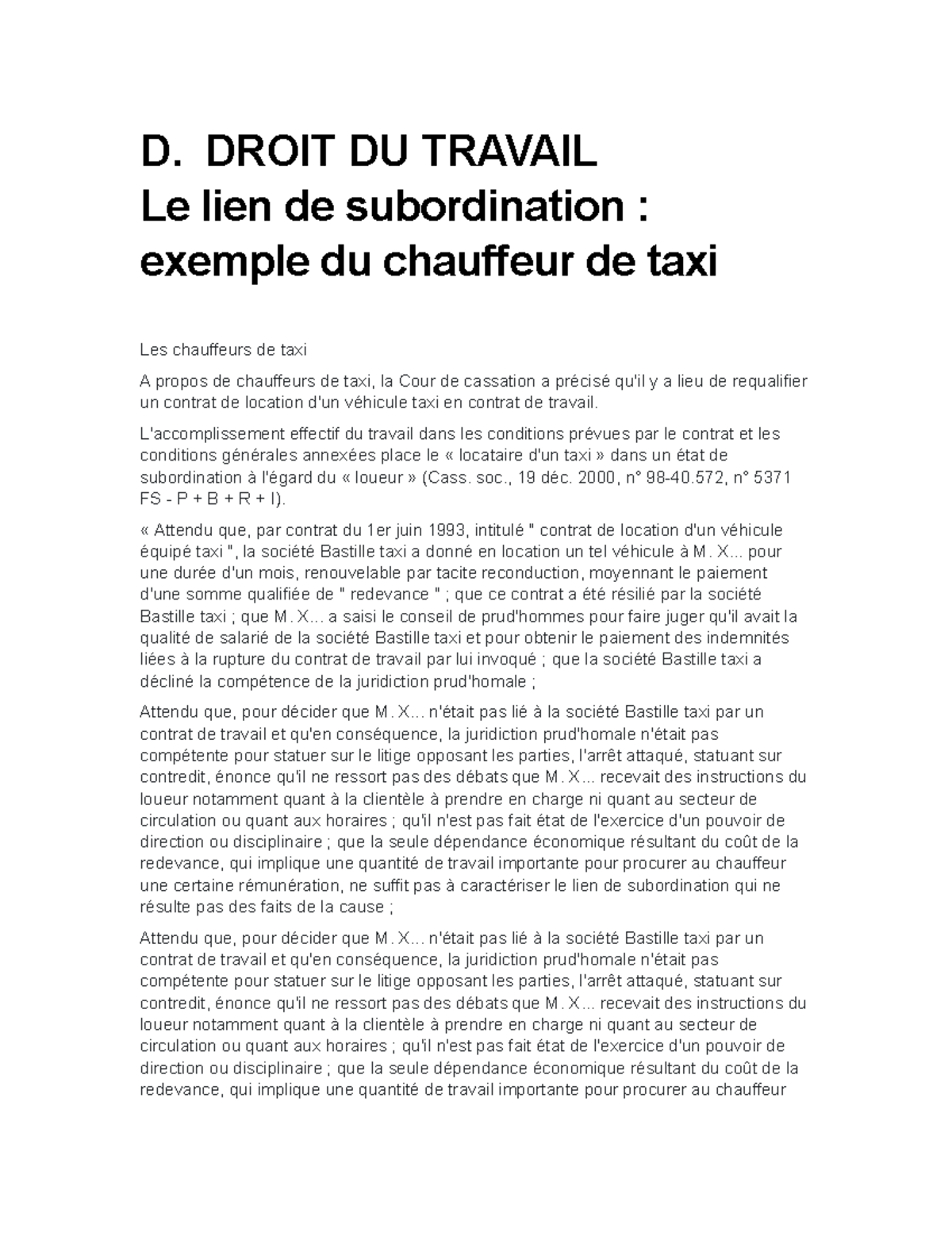 D. Droit DU Travail Le lien