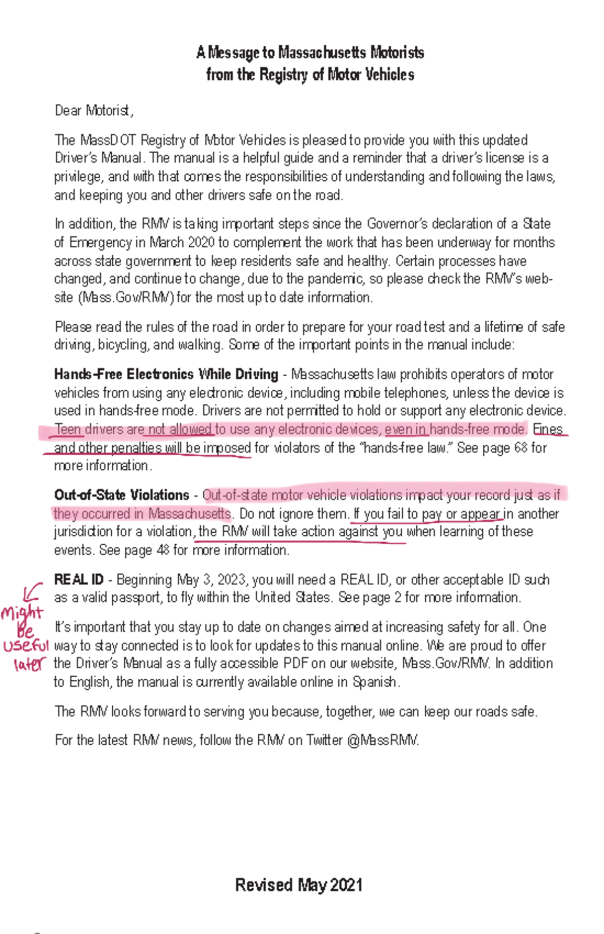 MassDOT - A REAL ID driver's license/ID will cost the same