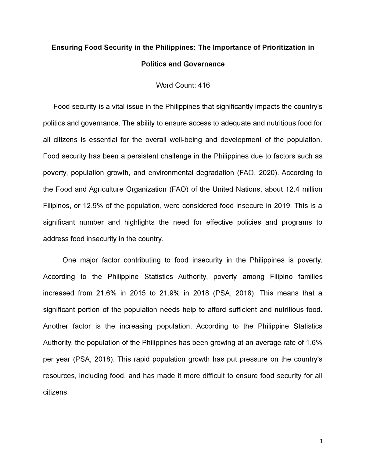 food security in the philippines essay