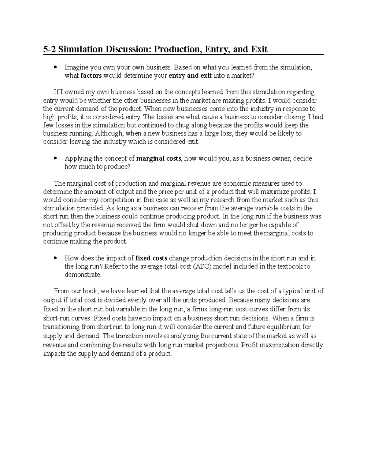 52 Stimulation Discussion Board 52 Simulation Discussion