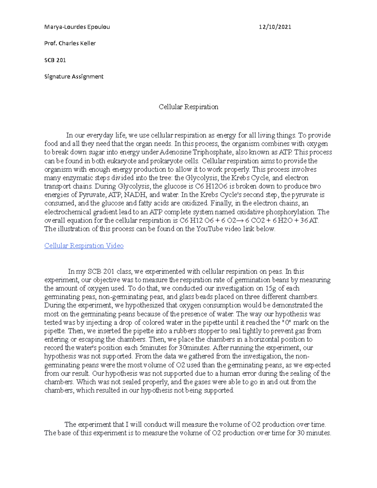 Marya Epoulou Signature Assignment - Prof. Charles Keller SCB 201 ...