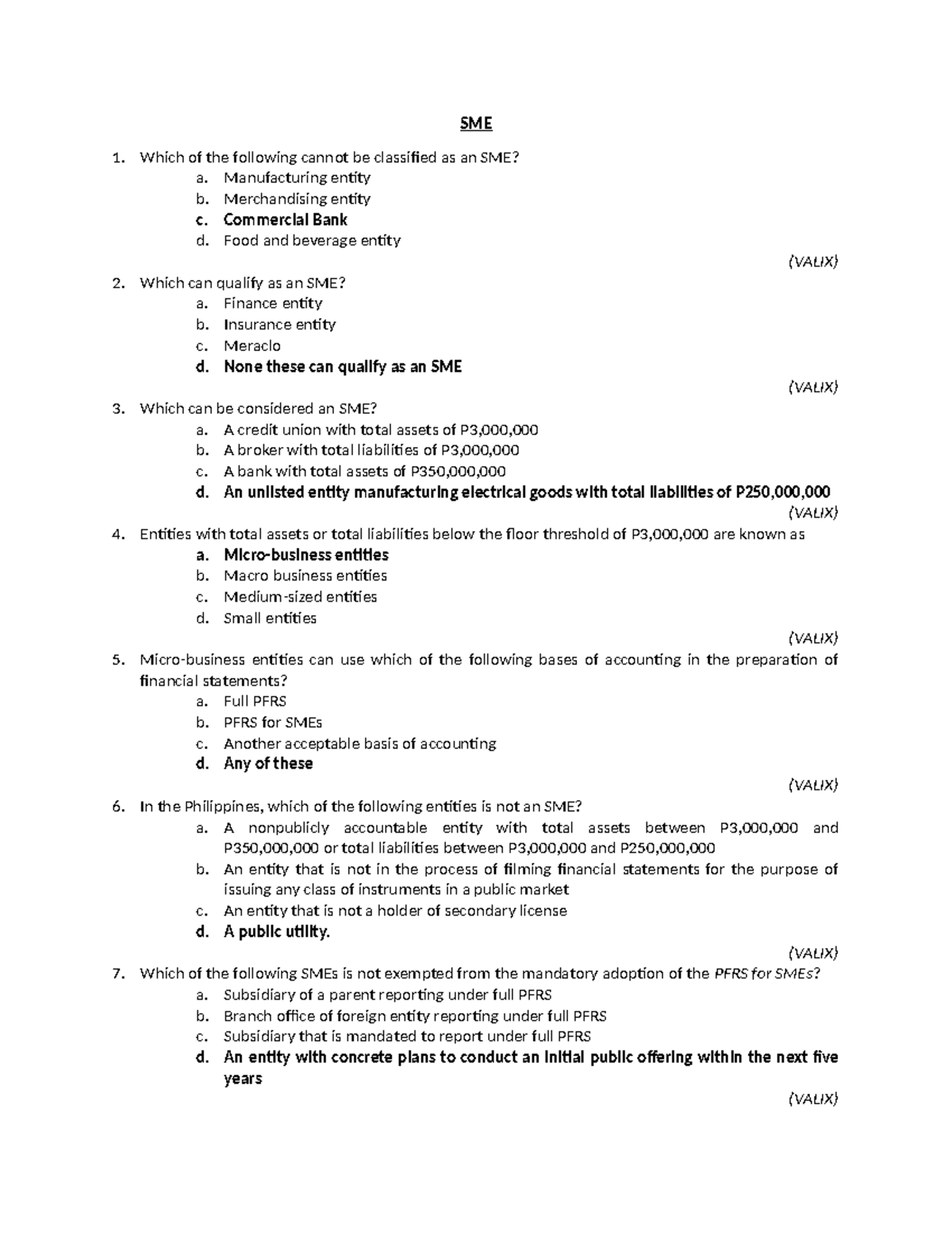 TOA 58 60 - Practical- TOA - SME Which of the following cannot be ...