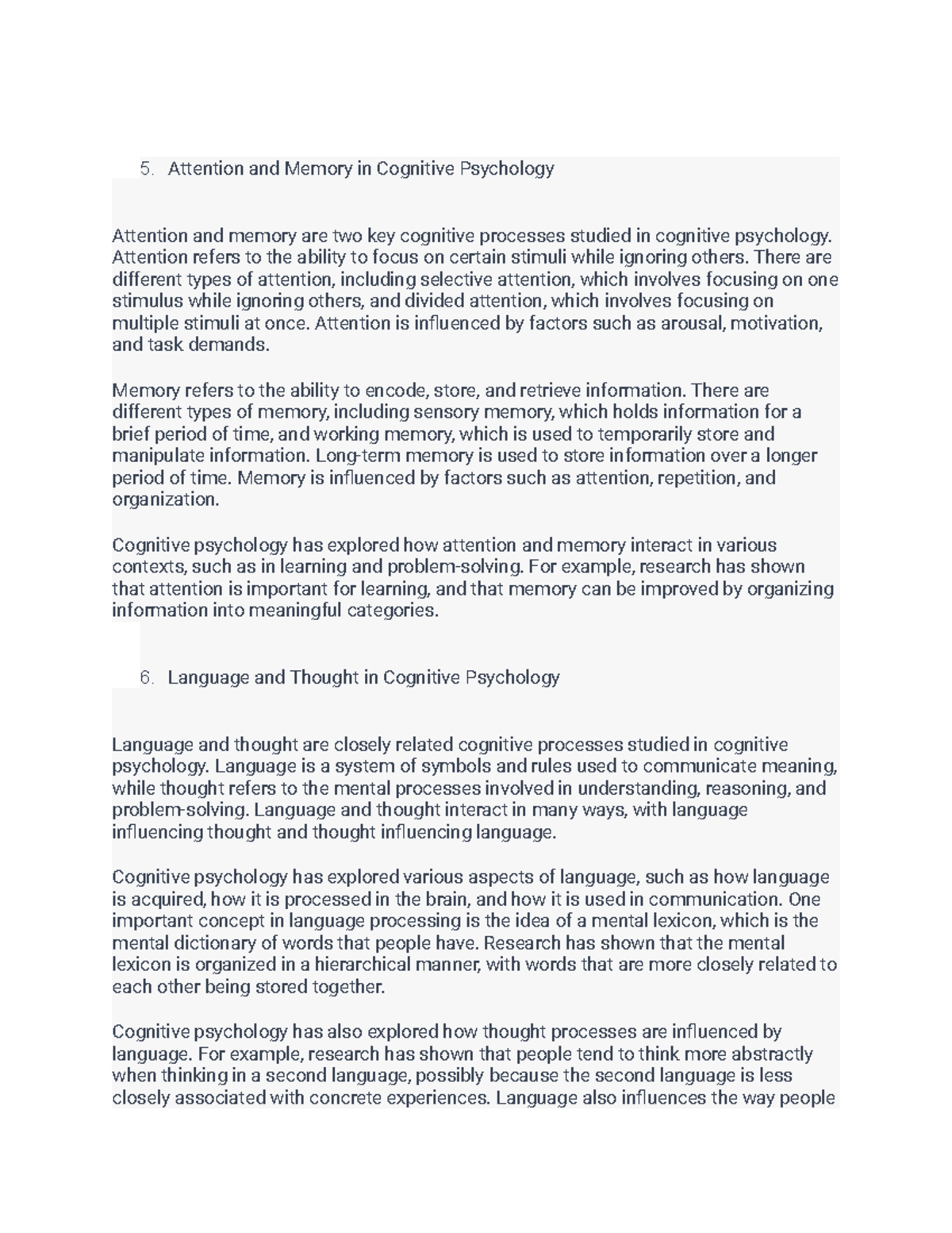 Cognitive Psychology 5-6 - Attention and Memory in Cognitive Psychology ...