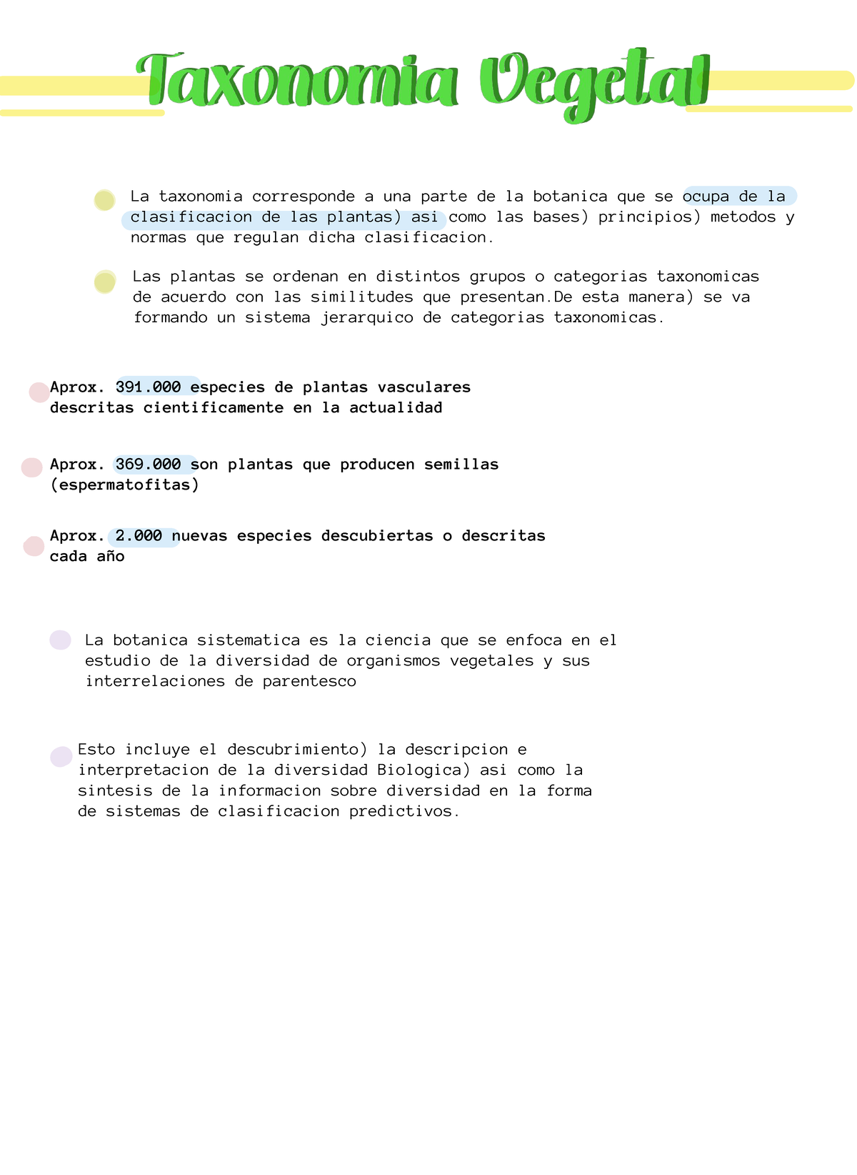 Botánica - Apuntes De Taxonomía Vegetal 1 - La Taxonomia Corresponde A ...