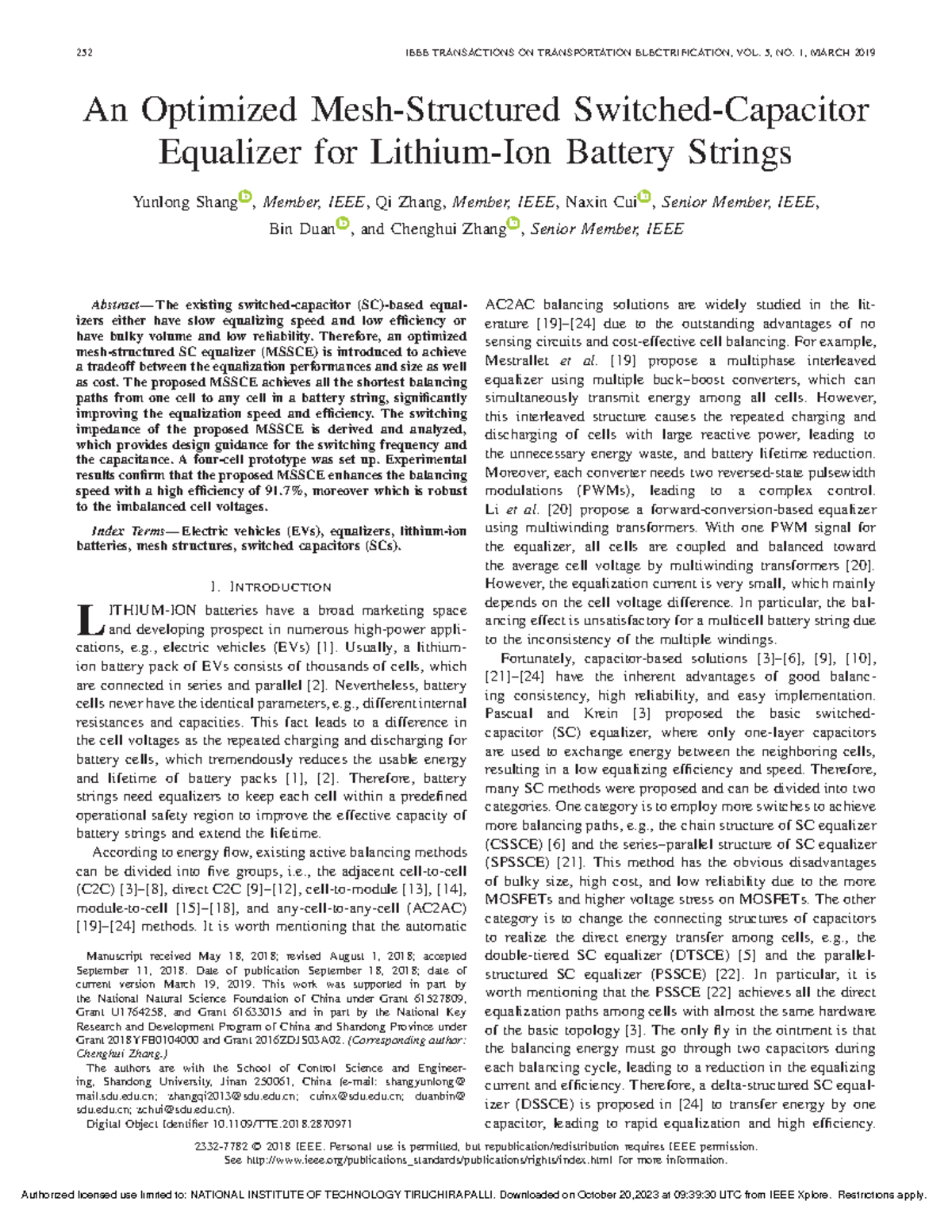 An Optimized Mesh-Structured Switched-Capacitor Equalizer for Lithium ...