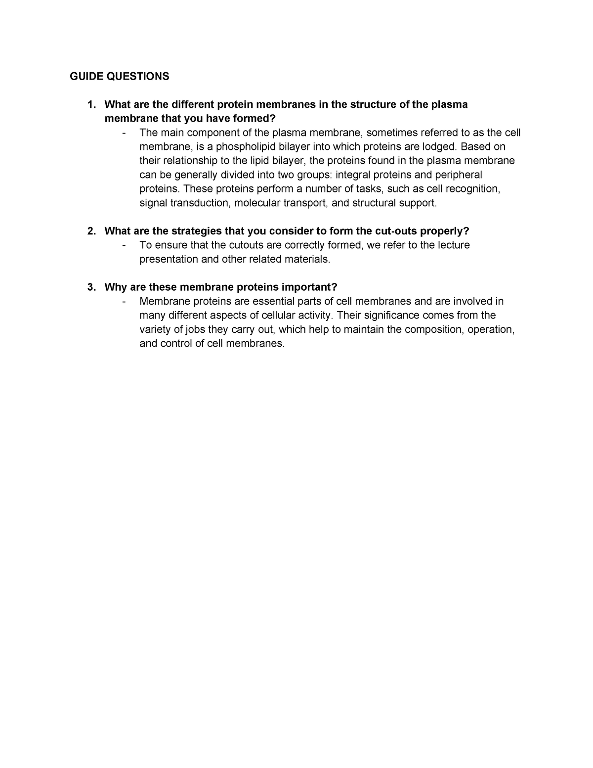 Bio ww8 - karyotypes - GUIDE QUESTIONS What are the different protein ...