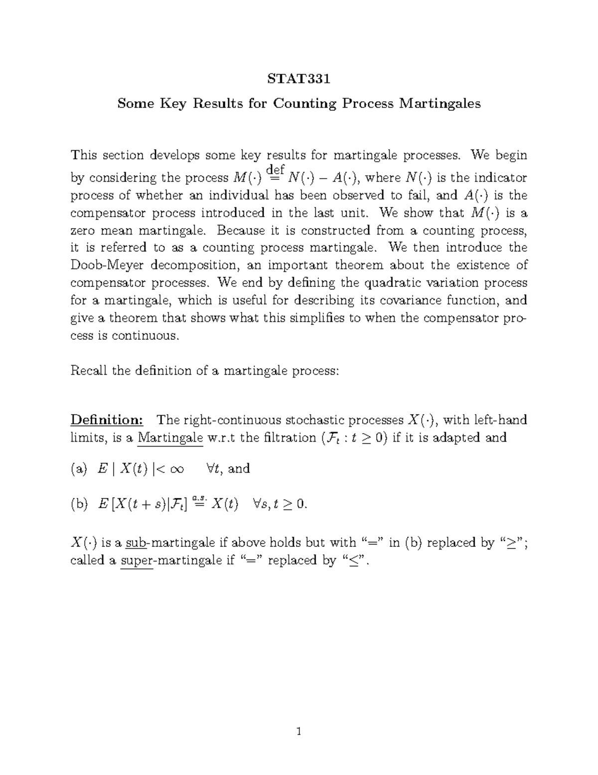 Martingale 2 - hello - STAT Some Key Results for Counting Process ...