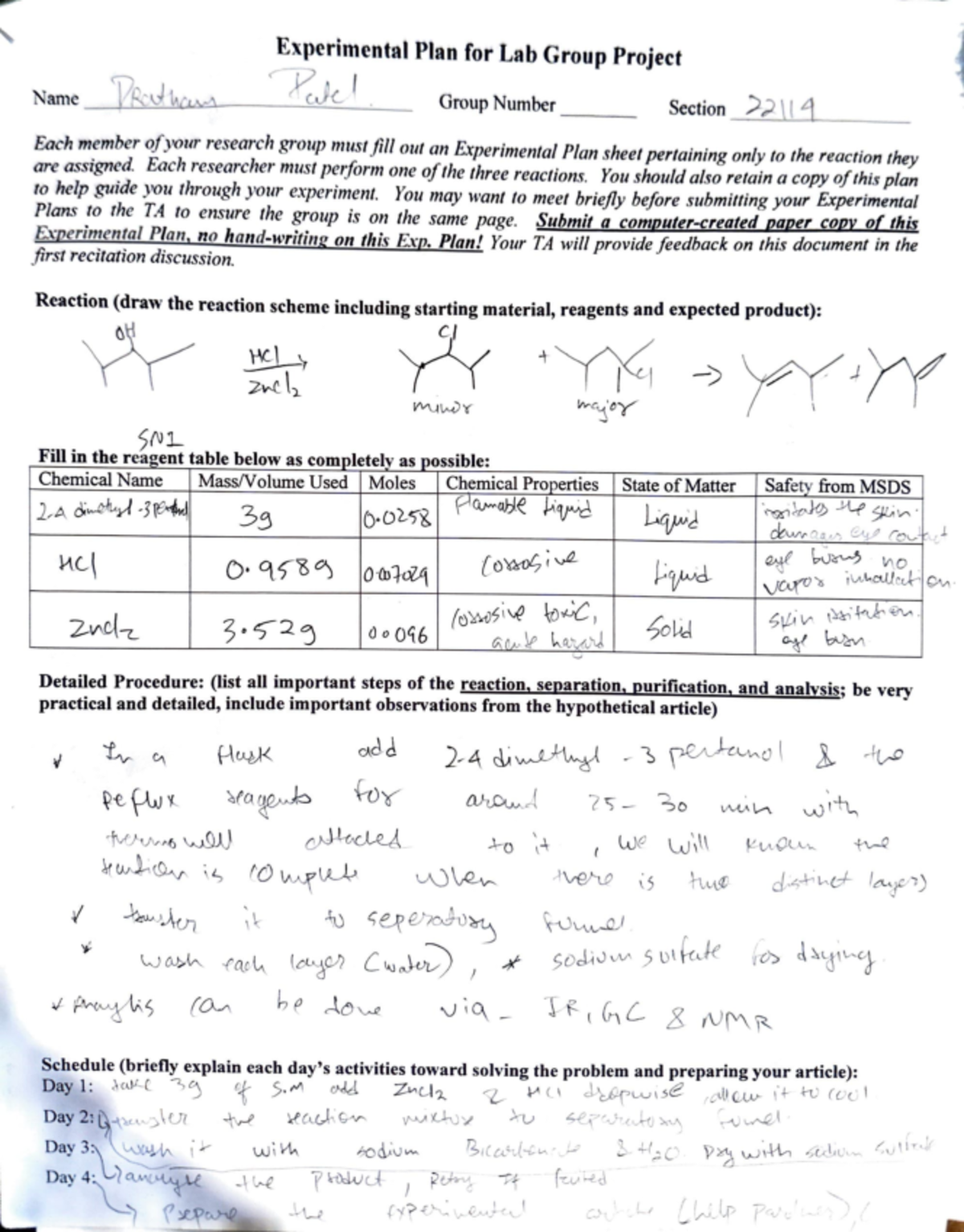 Experimental problems for group projects - Experimental Plan for Lab ...