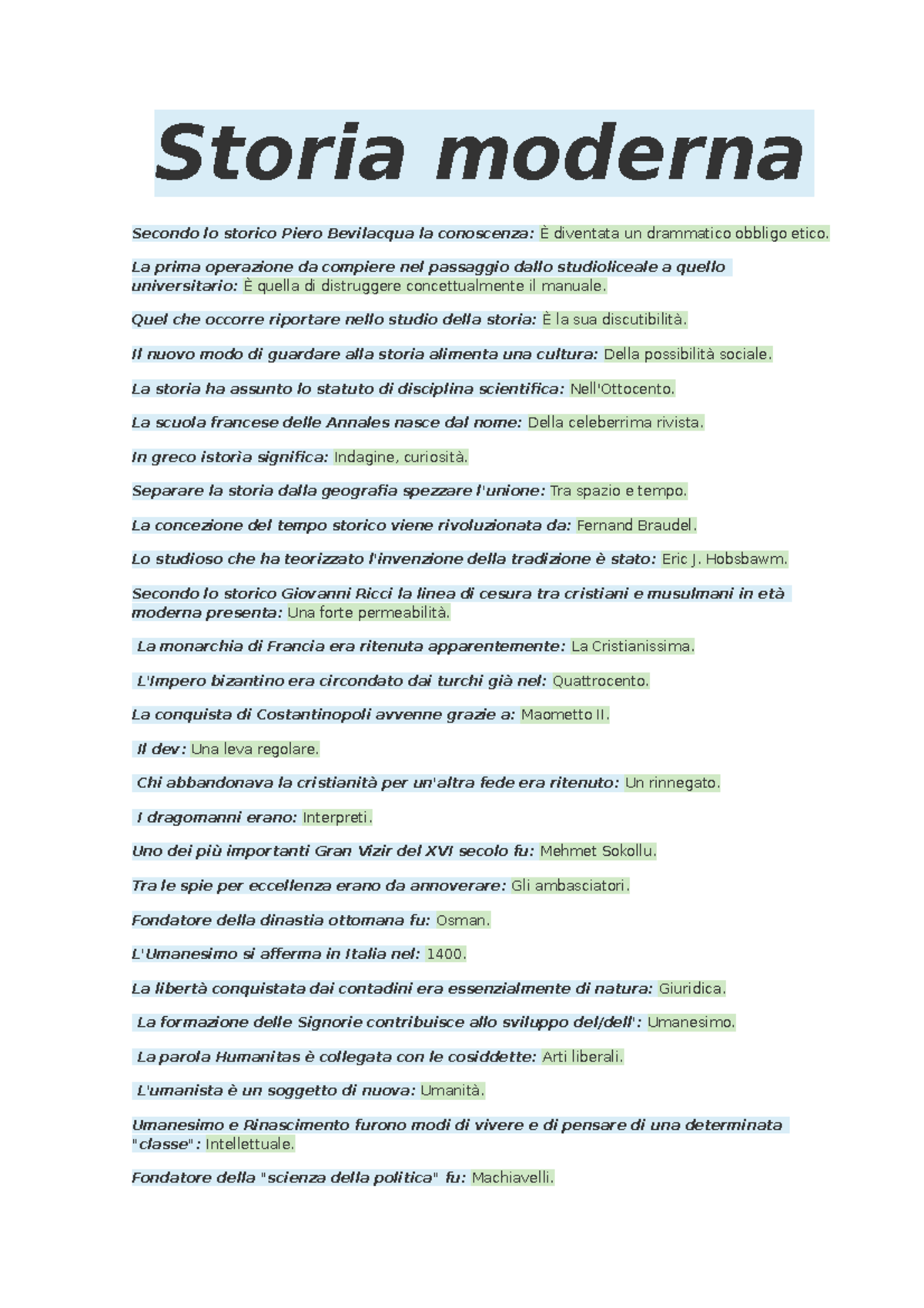 Storia Moderna - Domande E Risposte Simulazione Esami - Storia Moderna ...