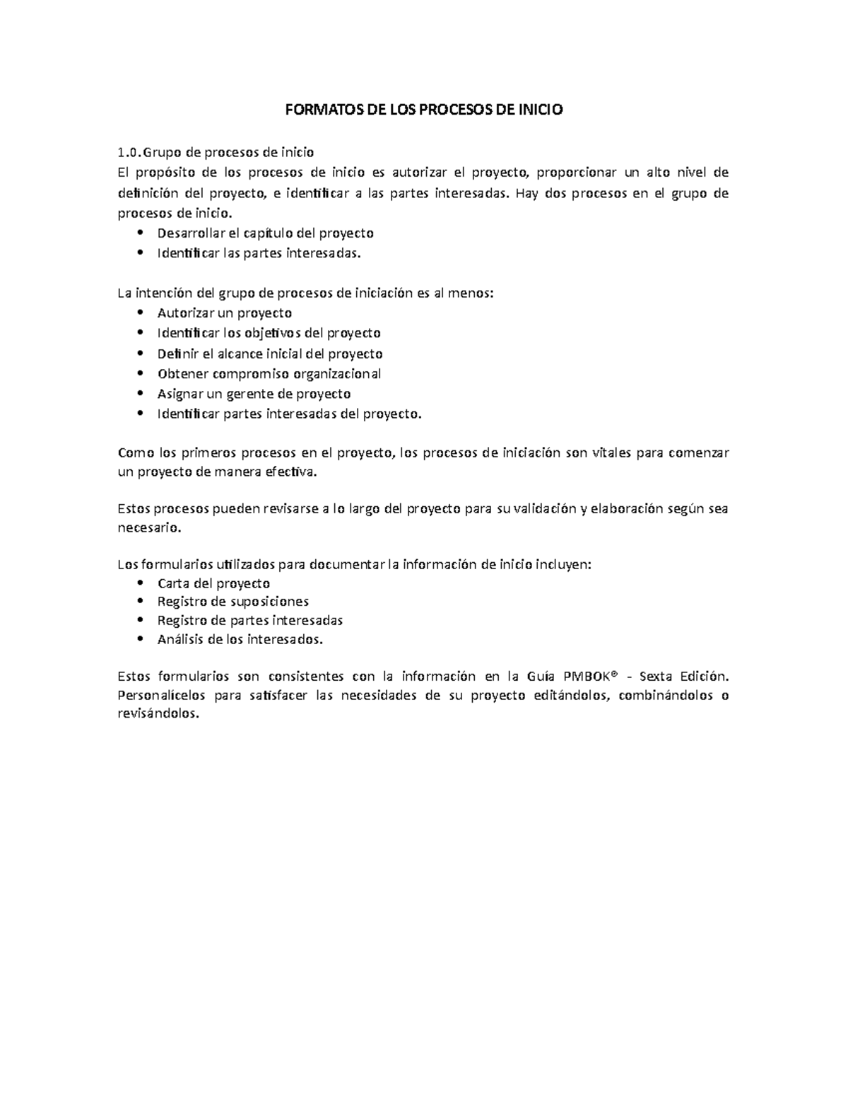 Procesos- Inicio - tyduytdty - FORMATOS DE LOS PROCESOS DE INICIO 1.0 ...