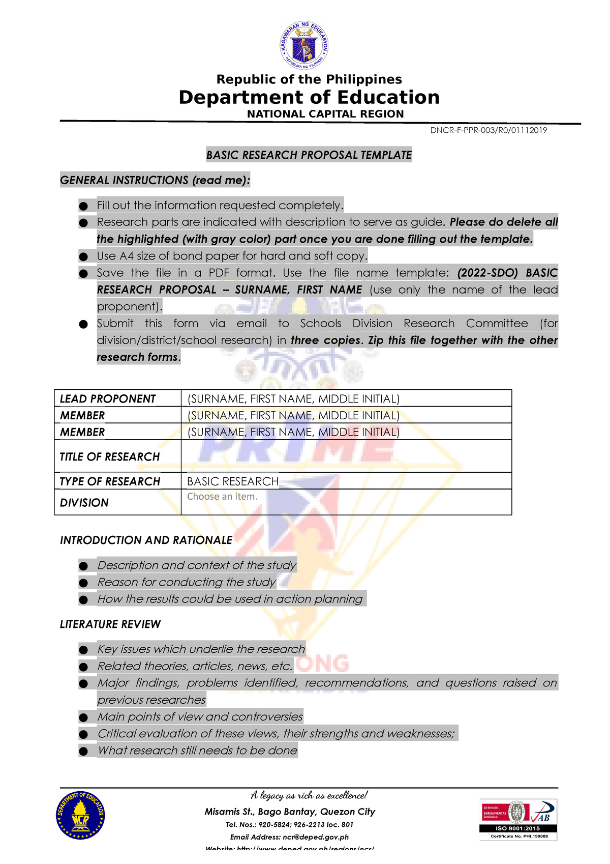 berf action research proposal application template