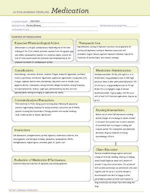 Mirtazapine - Medication Card - ACTIVE LEARNING TEMPLATES Medication ...