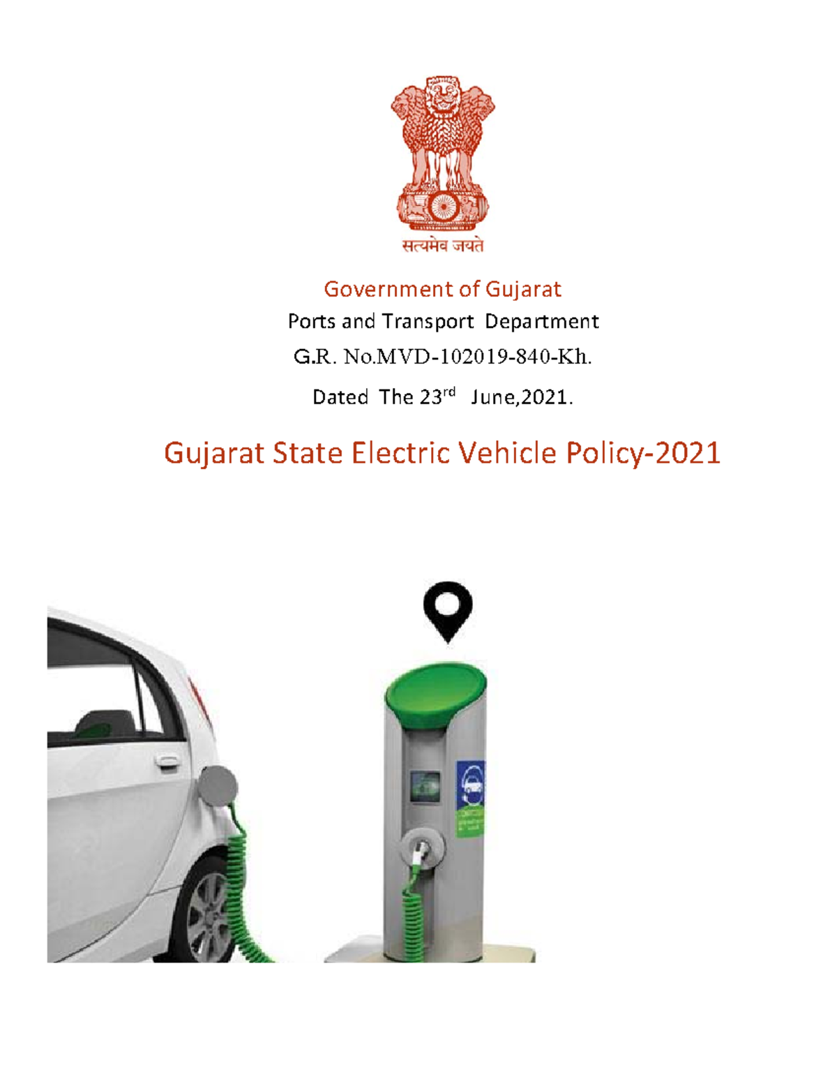 2021 06 23 GR Gujarat E Vehicle Policy 2021 Government of Gujarat